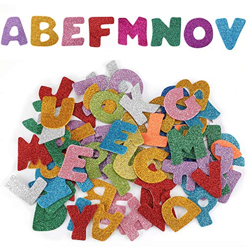 Hifot Pegatinas Glitter Foam Opciones y Colores autoadhesivos de Diferentes Opciones Etiquetas Adhesivas de Espuma Artesanal para niños Arts 5 Sets - Letras y Numeros