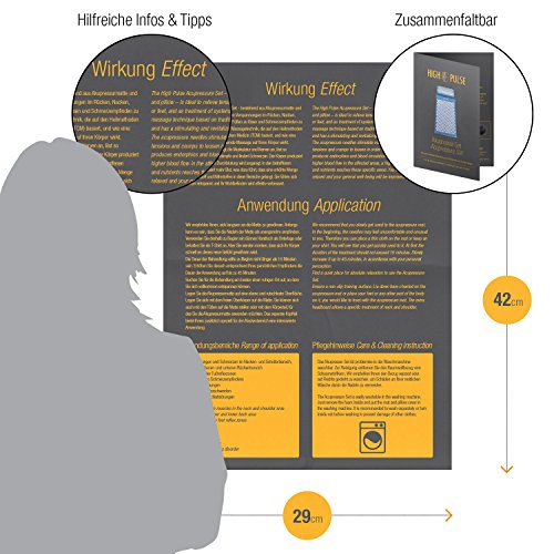 High Pulse Set de Acupresión + 5 Anillos + Póster - La esterilla fitness y el cojín de acupresión estimulan la circulación sanguínea y liberan la tensión (Violeta)