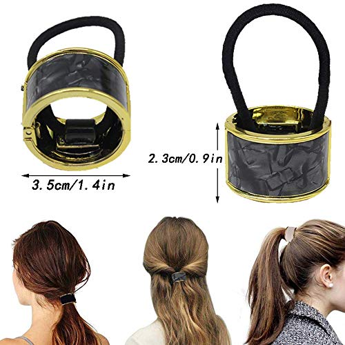 HIGHKAS 4 Piezas Circle Cuff Banda elástica para el Cabello Puños de Metal para el Cabello Cola de Caballo Banda para el Cabello Circular Adecuado para Todos los días, Viajes, Fiestas, Fotos de Mod