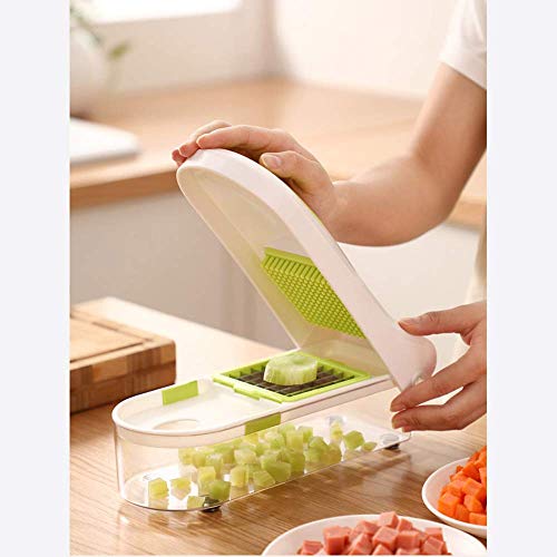 HIGHKAS Picadora de Verduras y Cebolla, máquina multifunción para Cortar Alimentos en la Cocina, 2 Cuchillas Intercambiables de Acero Inoxidable, Recipiente de Seguridad alimentaria