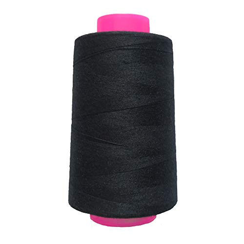 Hilo de coser 403/75 3000 yardas blanco y negro Serger cono hilo de coser multiusos hilo de poliéster Overlock (negro, 1 paquete)