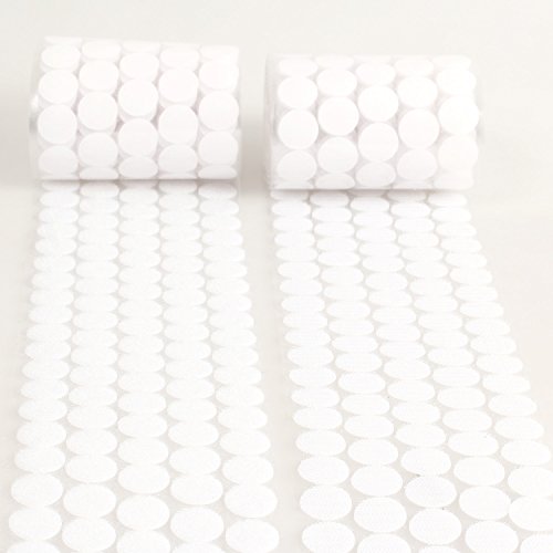 HIMRY® 1000 Piezas(500 Pares) 2cm diámetro pegajoso Monedas Puntos, Adhesivos Cintas, Puntos Adhesivos, Velcro Auto-Adhesivo, Gancho y Bucle de Palo, Blanco, KXB5026 White