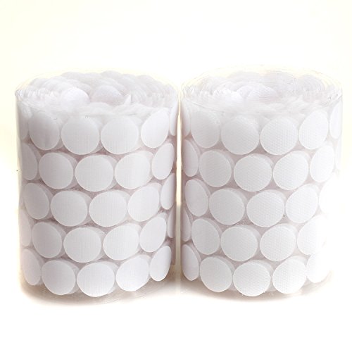 HIMRY® 1000 Piezas(500 Pares) 2cm diámetro pegajoso Monedas Puntos, Adhesivos Cintas, Puntos Adhesivos, Velcro Auto-Adhesivo, Gancho y Bucle de Palo, Blanco, KXB5026 White