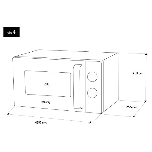 H.Koenig VIO4 Microondas/20 L /Plato giratorio 24,5 cm/6 etapas de cocción/700 W/Temporizador