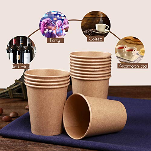 HLGQ Kraft Papel desechable Copas, 8Oz 12oz 16Oz Vasos de café té Caliente / / Bebida, adecuados para el hogar, Cafetería, Partido del Lugar de Trabajo, 100 PC,12oz