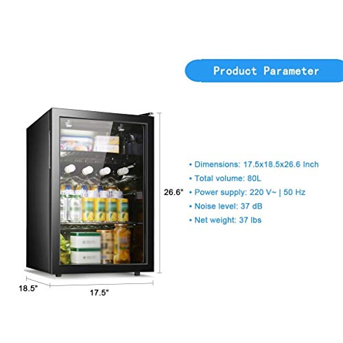 HLZY Vitrina de Bebidas Bebidas refrigerador y Cooler - 80L, 37dB, Beber Frigorífico con Puerta de Cristal, Puede refrigerador Soda, Cerveza o Vino, Vino Tinto Gabinete Nevera Inicio Ice Bar