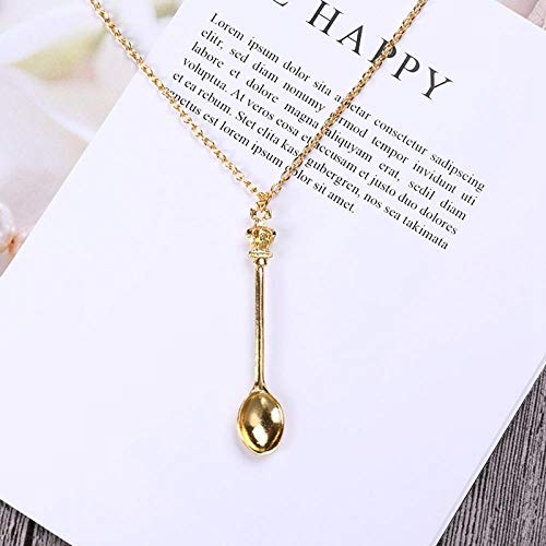 HNJing Collar gótico Crown Mini Cucharilla Classic Royal Alice Snuff Necklace Mujer Cuchara Collar-A