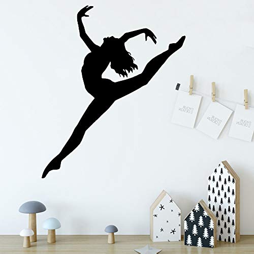 HNXDP Calcomanías de pared personalizadas de ballet de baile personalizado para mujer, arte mural de pvc, cartel de bricolaje para decoración de habitaciones infantiles, calcomanías de pared 58cmX69cm