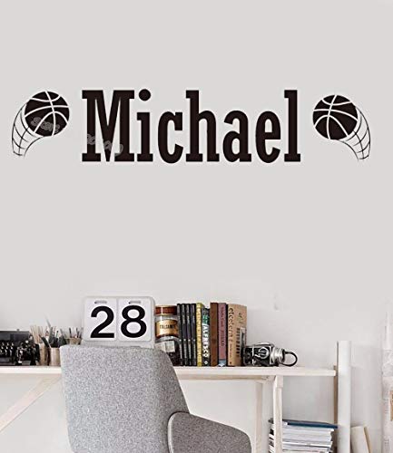 HNXDP Custom Name Basketball Wall Sticker Personalized Boys Name nursery Kids Bedroom living room Home Decor Art Mural wallpaper 60cmX20cm