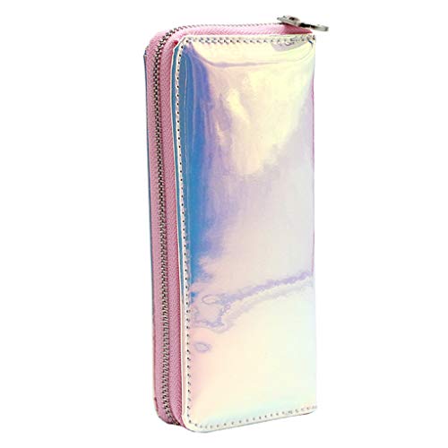 Hologram - Monedero para Mujer con hombraje Largo holográfico de Damas, Bolso para niña con Monedero portatarjetas ID Titulares Mujer Laser Silver Blue Talla única