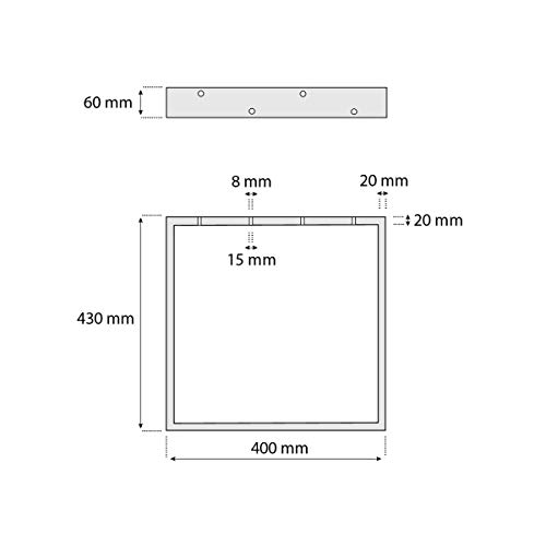 HOLZBRINK Patas de Mesa perfiles de acero 60x20 mm, forma de marco 40x43 cm, acero pintado en bruto, 1 Pieza, HLT-01-E-BB-0000