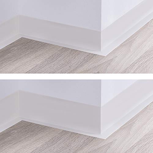 HOLZBRINK Perfil de Suelo Autoadhesivo Suave Blanco Pre Cortado Cinta PVC, 70x20 mm, 5 m