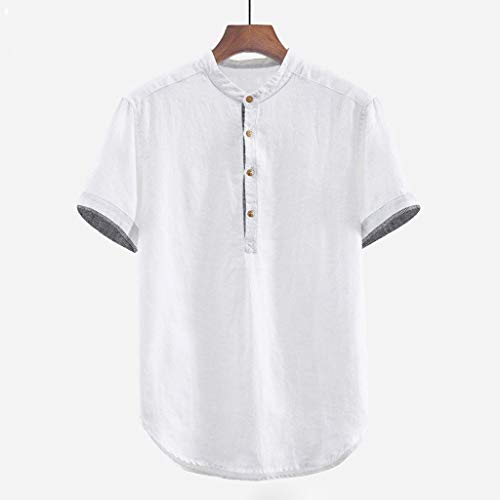 Hombre Cuello En V Camisetas Manga Larga Botón En Slim para Camisa Ocio Color Sólido La Moda Blusa Superior Retro Henley Camisas