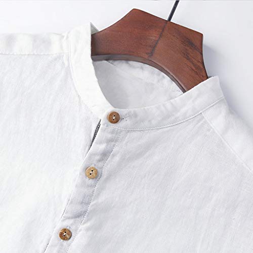 Hombre Cuello En V Camisetas Manga Larga Botón En Slim para Camisa Ocio Color Sólido La Moda Blusa Superior Retro Henley Camisas