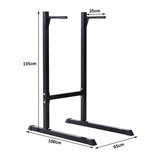 HOMCOM Estación Dip de Musculación Tipo Barras Soporte para Entrenar Pecho Abdominales y Espalda con Peso Máximo de 120kg