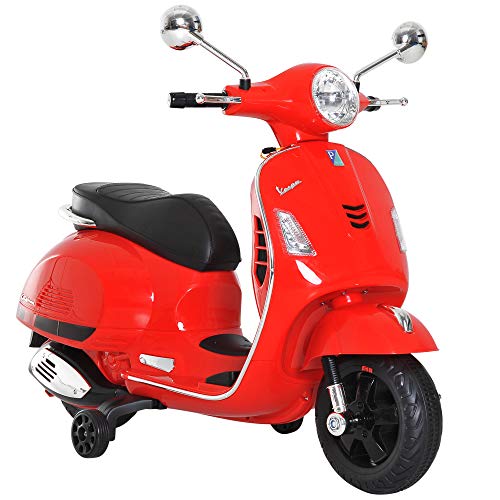 HOMCOM Moto Eléctrica Infantil Coche Triciclo Vespa Scooter Eléctrico a Batería con Luz MP3 USB Bocina para Niños Más de 3 Años Carga 25kg