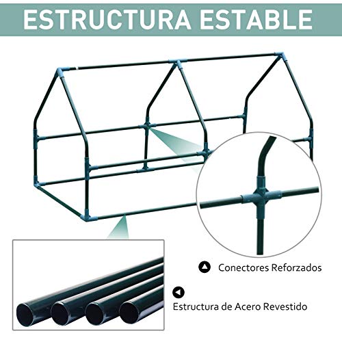 HOMCOM Outsunny Invernadero caseta de Tubo Acero y plastico Jardin terraza Cultivo de Plantas