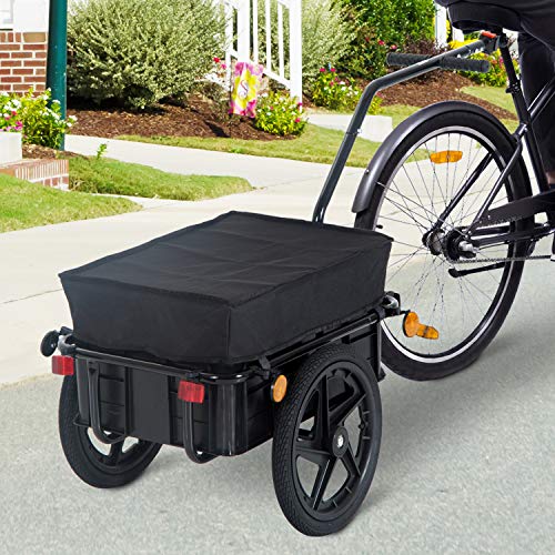 HOMCOM Remolque de Bicicleta para Carga 40kg Equipaje Reflectores y Asas Negro