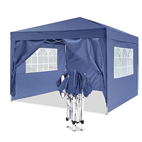 Homdox Carpa de aluminio para jardín, 3 x 3 m, cenador, pérgola con 4 paredes laterales y 2 ventanas, plegable, incluye bolsa de transporte