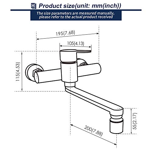 Homelody Grifo de Cocina 2 Funciones 180° Giratorio Acero Inoxidable Cepillado con Aireador Montaje en Pared