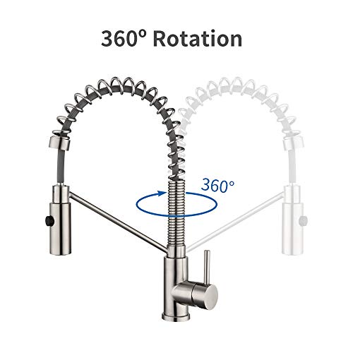 HOMELODY Grifo de Cocina Extraíble 2 Funciones Rociador 360°Rotación Primavera Grifo Cepillado para Monomando Fregadero 304 Acero inoxidable