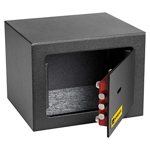 HomeSafe HV15K Caja fuerte con Cerradura de Calidad 15x20x17cm (HxWxD), Negro Satén de Carbón