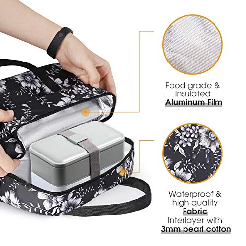 HOMESPON Bolsa Isotérmica de Almuerzo Lunch Bag Bolsa Térmica Porta Alimentos Tela Impermeable Plegable Bolso de Picnic para Mujeres, Adultos, Estudiantes y Niños