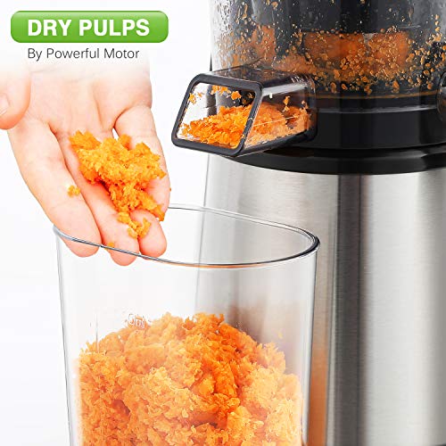 Homever Licuadora prensado frio, extractor de zumo licuadoras para verduras y frutas boca ancha extractor de jugo con motor silencioso función inversa