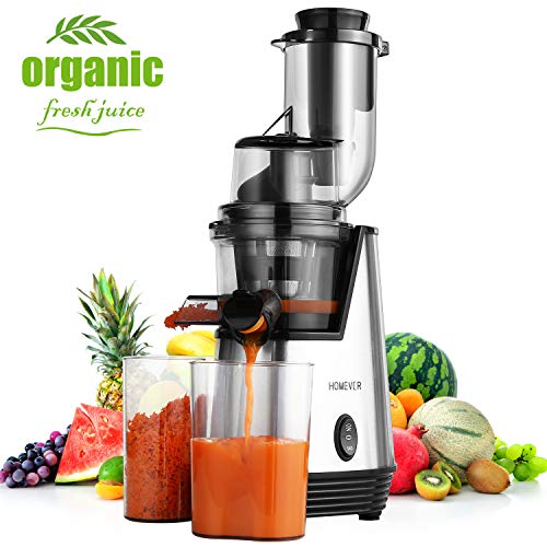 Homever Licuadora prensado frio, extractor de zumo licuadoras para verduras y frutas boca ancha extractor de jugo con motor silencioso función inversa