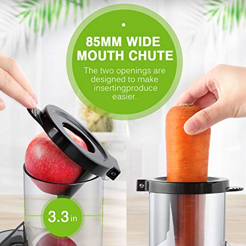 Homever Licuadora prensado frio, extractor de zumo licuadoras para verduras y frutas boca ancha extractor de jugo con motor silencioso función inversa