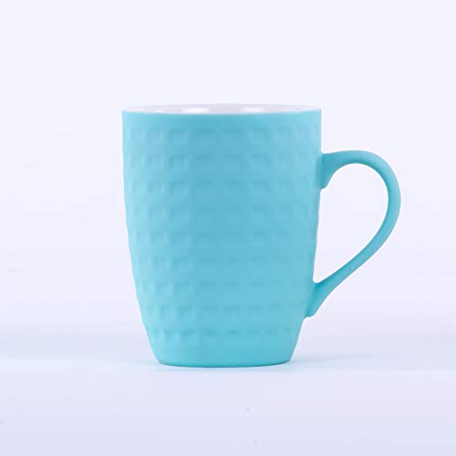 Homevibes Juego De 4 Tazas De Ceramica De Desayuno, Tazas para Infusiones, Taza Mug Ceramica, Set de 4 Tazas para Cafe o Te (Azul Celeste)