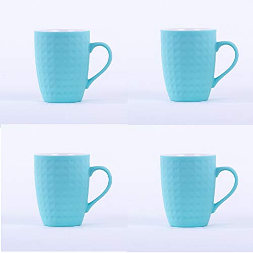 Homevibes Juego De 4 Tazas De Ceramica De Desayuno, Tazas para Infusiones, Taza Mug Ceramica, Set de 4 Tazas para Cafe o Te (Azul Celeste)