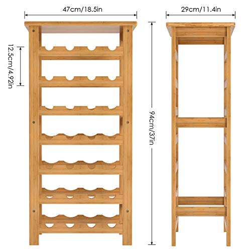 Homfa Botellero para 24 Botellas de Vino Botellero de Bambú con Portavaso de 7 Niveles 47x29x94cm