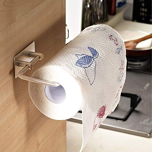 HOMFA Portarrollos de Papel de Cocina Soporte para Papel Portarrollos de Pared de Acero Inoxidable Autoadhesivo 3M para Cocnia, Baño, Sala de Estar, Dormidorio y Sala de Estudio 28.5*8.6*4.5cm