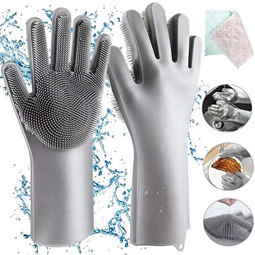 Homga Guantes de Silicona, Guantes Magic Guantes Limpios de Silicona para Lavar Platos Guantes para Lavar Platos Reutilizables, Guante de Goma, Lavado de Autos, Resistente al Calor