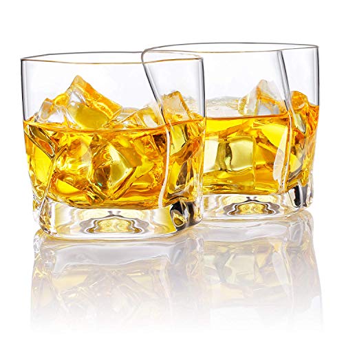 Homii Vasos de Whisky, Juego de Vasos, Vasos de Agua, Vaso de Vidrio Transparente sin Plomo, Accesorios de Vino para Whisky, Cócteles, Jugo, Juego de 2 Vasos, 300ml/10.5 oz