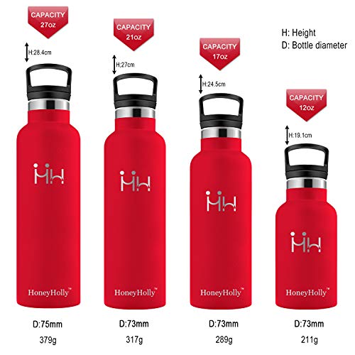 HoneyHolly Botella de Agua Acero Inoxidable sin BPA 350ml/500ml/600ml/750ml, Aislamiento de Vacío de Doble Pared, Botellas Frío/Caliente, Reutilizable para Niños, Colegio, Sport, Gimnasio, Bicicleta