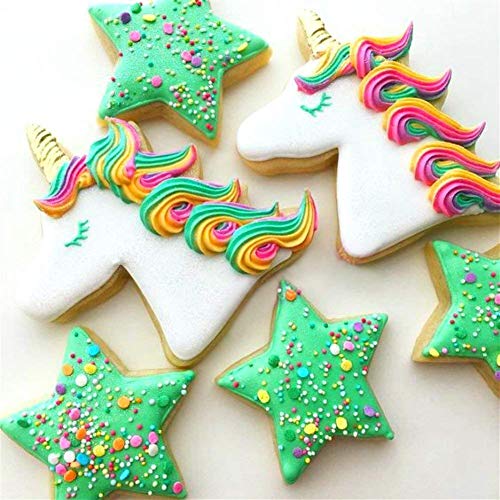 HONYAO Cortadores Galletas Moldes para Galletas - 5 Piezas - Mascota Flamenco Cortador de Galletas Conjunto - Flamenco L, Flamenco R, Cabeza de Unicornio, Piña y Palmera - Acero Inoxidable