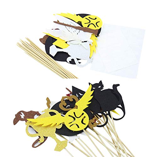 Hooggle Wizard Inspired Cupcake Toppers (Juego de 31) Wizard Fiesta de cumpleaños Decoraciones Suministros Hogwarts decoración de Fiesta c