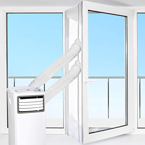 HOOMEE 560cm Cubierta Aislante de Tela para Ventanas para Aparatos De Aire Acondicionado Portátiles y Secadoras. Fácil Instalación con Cremallera y Cinta Adhesiva. Evita Aire Caliente