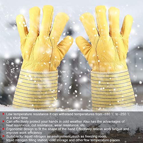 Hopcd Guantes criogénicos, -180 ℃ a -250 ℃ Guantes Impermeables de protección de Manos con nitrógeno líquido para Trabajo de Seguridad congelado, a Prueba de Viento, Manguito Largo, Unisex