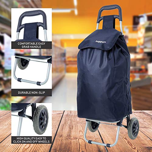 Hoppa 47L Bolso Plegable Ligera Carrito de Compras sobre Ruedas (Azul Marino)