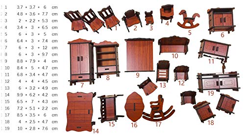 HorBous Muebles de Madera para Casa de Muñecas 23 Piezas Puzzle de Madera 3D para Niños