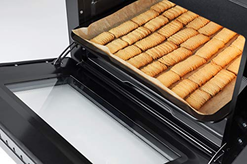 Horno eléctrico de diseño de CASO TO32 con aprox. 32 l, 5 funciones: aire caliente, pincho giratorio con motor, calor superior, calor inferior, calor superior e inferior, incluye piedra para pizza