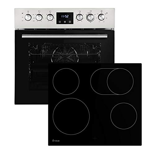 Horno eléctrico integrado de 60cm con Encimera vitrocerámica de 59cm (Aire caliente, parrilla, temporizador, toboganes telescópicos, limpieza con vapor, zona de asado) SET6309ED - KKT KOLBE