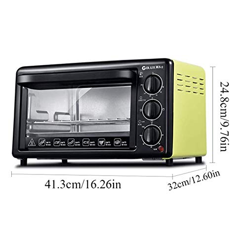 Horno eléctrico pequefo 19L Mini Horno Horno Grill, pequeño multi-función de encimera horno tostador, Azul de acero inoxidable tubo de la calefacción, de 1200 W de potencia (Color : Yellow)