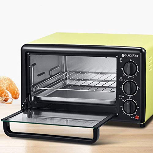 Horno eléctrico pequefo 19L Mini Horno Horno Grill, pequeño multi-función de encimera horno tostador, Azul de acero inoxidable tubo de la calefacción, de 1200 W de potencia (Color : Yellow)