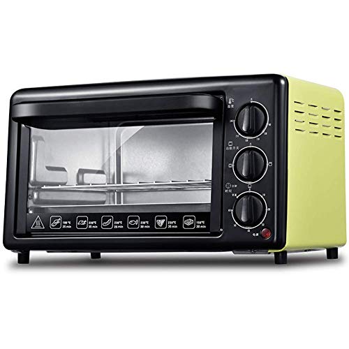 Horno eléctrico pequefo 19L Mini Horno Horno Grill, pequeño multi-función de encimera horno tostador, Azul de acero inoxidable tubo de la calefacción, de 1200 W de potencia (Color : Yellow)