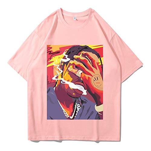 HOSD Camiseta de Verano para Hombre escupiendo Humo Anillo de impresión Hip-Hop Personalidad Suelta Camiseta de Hombre de Manga Corta