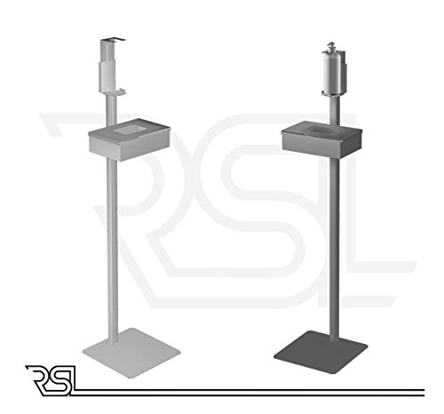 Hostelnovo - Tótem - Soporte dispensador de Gel desinfectante de Manos + Caja dispensadora de Guantes - En Chapa decapado - 1200 x 300 x 300 mm